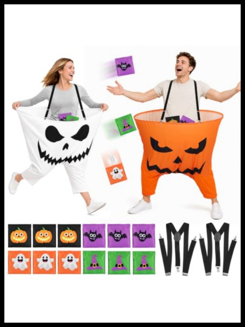 Halloween Bean Bag Toss Game Set 2 Pairs Pants 12 Bean Bags Polyester